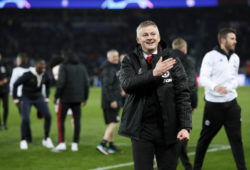 Manchester United ManU s Ole Gunnar Solskjaer celebrates at the final whistle during the UEFA Champions League Round of Sixteen match at the Parc des Princes Stadium, Paris. Picture date: 6th March 2019. Picture credit should read: David Klein/Sportimage PUBLICATIONxNOTxINxUK _1DK6089.JPG