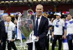 FILE PHOTO: Britain Soccer Football - Juventus v Real Madrid - UEFA Champions League Final - The National Stadium of Wales, Cardiff - June 3, 2017 Real Madrid coach Zinedine Zidane celebrates with the trophy after winning the UEFA Champions League Final  Reuters / Eddie Keogh Livepic/File Photo