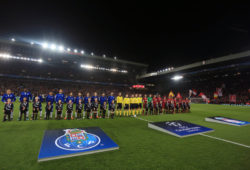 Mandatory Credit: Photo by Matt West/BPI/REX (9450123ai)
The two teams line up ahead of the game
Liverpool v Porto, UEFA Champions League, Round of 16, Second Leg, Liverpool, UK - 06 March 2018