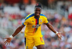 Soccer Football - Premier League - Arsenal v Crystal Palace - Emirates Stadium, London, Britain - April 21, 2019  Crystal Palace's Wilfried Zaha celebrates scoring their second goal  REUTERS/Eddie Keogh  EDITORIAL USE ONLY. No use with unauthorized audio, video, data, fixture lists, club/league logos or "live" services. Online in-match use limited to 75 images, no video emulation. No use in betting, games or single club/league/player publications.  Please contact your account representative for further details.