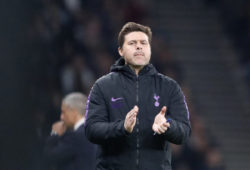 Tottenham's coach Mauricio Pochettino applauds his players during the English Premier League soccer match between Tottenham Hotspur and Brighton & Hove Albion at Tottenham Hotspur stadium in London, Tuesday, April 23, 2019.(AP Photo/Frank Augstein)