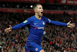 FILE PHOTO: Soccer Football - Carabao Cup - Third Round - Liverpool v Chelsea - Anfield, Liverpool, Britain - September 26, 2018  Chelsea's Eden Hazard celebrates scoring their second goal   Action Images via Reuters/Lee Smith/File Photo