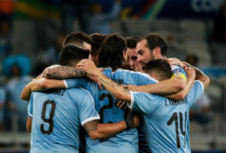 June 16, 2019 - Belo Horizonte, Brazil - BELO HORIZONTE, MG - 16.06.2019: URUGUAY VS ECUADOR - Uruguay players celebrate the fourth goal of the team during a match between Uruguay and Ecuador, valid for the group stage of the 2019 Copa America, held this Sunday (16) at the Estádio do Mineirão in Belo Horizonte, MG.
