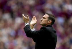 Derby County manager Frank Lampard applauds the fans after his team lost the English Championship Play-off soccer final between Aston Villa and Derby County at Wembley Stadium, London, Monday, May 27, 2019. (Scott Wilson/PA via AP)