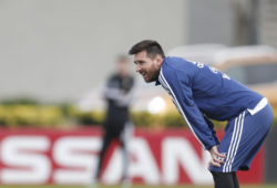 Argentina's Lionel Messi attends a training session of the national soccer team in Buenos Aires, Argentina, Wednesday, June 5, 2019, ahead of the Copa America in neighboring Brazil.(AP Photo/Natacha Pisarenko)