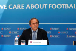 FILE PHOTO: UEFA President Michel Platini attends a news conference after the draw for the 2015/2016 UEFA Europa League soccer competition at Monaco's Grimaldi Forum in Monte Carlo, Monaco August 28, 2015.   REUTERS/Eric Gaillard/File Photo  X00102