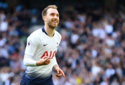 FILE PHOTO: Soccer Football - Premier League - Tottenham Hotspur v Everton - Tottenham Hotspur Stadium, London, Britain - May 12, 2019  Tottenham's Christian Eriksen celebrates scoring their second goal  REUTERS/Dylan Martinez  EDITORIAL USE ONLY. No use with unauthorized audio, video, data, fixture lists, club/league logos or "live" services. Online in-match use limited to 75 images, no video emulation. No use in betting, games or single club/league/player publications.  Please contact your account representative for further details./File Photo X00177