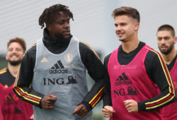 June 5, 2019 - Tubize, Belgium - Belgium's Divock Origi and Belgium's Leander Dendoncker pictured during a training session of Belgian national soccer team the Red Devils, Wednesday 05 June 2019. The team will be playing two European Cup 2020 qualification games against Kazachstan and Scotland in Belgium.