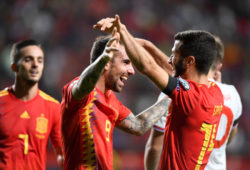 Soccer Football - Euro 2020 Qualifier - Group F - Spain v Faroe Islands - El Molinon, Gijon, Spain - September 8, 2019   Spain's Paco Alcacer celebrates scoring their fourth goal with Jose Gaya           REUTERS/Eloy Alonso  X01457