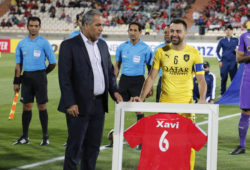 May 20, 2019: Tehran, Iran: XAVI HERNANDEZ is honored before an Asian Champions League match between Al Sadd and Persepolis. The 39-year old Hernandez, who is know for his many years with FC Barcelona and the Spain national team, retired after the match.
