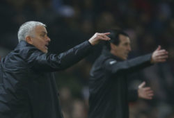 Manchester United's coach Jose Mourinho, left, and Arsenal's head coach Unai Emery, right, gives directions to their players during the English Premier League soccer match between Manchester United and Arsenal at Old Trafford stadium in Manchester, England, Wednesday Dec. 5, 2018. (AP Photo/Dave Thompson)