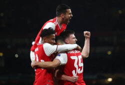 October 3, 2019, London, United Kingdom: Arsenal's Gabriel Martinelli celebrates after scoring during the match between English team Arsenal FC and Belgian soccer club Standard de Liege, Thursday 03 October 2019 in London, UK, on the second day of the group stage of the UEFA Europa League, in group F.