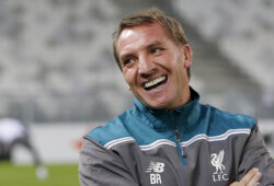 FILE PHOTO: Liverpool's manager Brendan Rodgers reacts as he attends a training session of his team at Matmut Atlantique stadium in Bordeaux, Southwestern France, September 16, 2015. Liverpool will face Girondins Bordeaux  in Europa League soccer match on Thursday. REUTERS/Regis Duvignau/File Photo  X00095