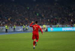 October 15, 2019, Kiev, Ukraine: Portugal's Cristiano Ronaldo seen in action during the UEFA EURO 2020 qualifier Group B soccer match between Ukraine and Portugal in Kiev.