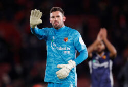 Soccer Football - Premier League - Southampton v Watford - St Mary's Stadium, Southampton, Britain - November 30, 2019  Watford's Ben Foster gestures to fans after the match   Action Images via Reuters/Andrew Boyers  EDITORIAL USE ONLY. No use with unauthorized audio, video, data, fixture lists, club/league logos or "live" services. Online in-match use limited to 75 images, no video emulation. No use in betting, games or single club/league/player publications.  Please contact your account representative for further details.  X03813