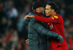 Soccer Football - Premier League - Liverpool v Brighton & Hove Albion - Anfield, Liverpool, Britain - November 30, 2019 Liverpool manager Juergen Klopp and Virgil van Dijk celebrate after the match REUTERS/Eddie Keogh  EDITORIAL USE ONLY. No use with unauthorized audio, video, data, fixture lists, club/league logos or "live" services. Online in-match use limited to 75 images, no video emulation. No use in betting, games or single club/league/player publications.  Please contact your account representative for further details.  X01801