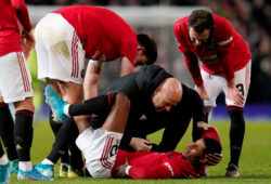 Soccer Football - FA Cup Third Round Replay - Manchester United v Wolverhampton Wanderers - Old Trafford, Manchester, Britain - January 15, 2020   Manchester United's Marcus Rashford receives medical attention after sustaining an injury           REUTERS/Andrew Yates  X03469