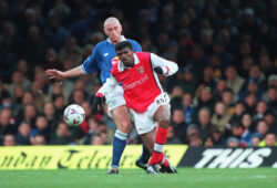 Nwankwo Kanu & Matt Elliott  Leicester City V Arsenal  04 December 1999     Date: 04 December 1999