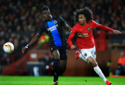 Editorial Use Only
Mandatory Credit: Photo by Matt West/BPI/Shutterstock (10567710bj)
Tahith Chong of Manchester United and Odilon Kossounou of Club Brugge
Manchester United v Club Brugge, UEFA Europa League, Round of 32, 2nd Leg, Football, Old Trafford, Manchester, UK - 27 Feb 2020