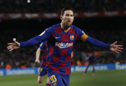 March 7, 2021, Barcelona, Catalonia, Spain: March 7, 2020 - Camp Nou, Barcelona, Spain - LaLiga Santander- FC Barcelona v Real Sociedad; Lionel Messi of FC Barcelona celebrates the 1-0.