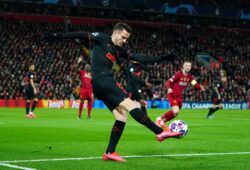 Editorial Use Only
Mandatory Credit: Photo by Javier Garcia/BPI/Shutterstock (10577674eo)
Saúl Niguez of Atletico Madrid clears
Liverpool v Atletico Madrid, UEFA Champions League, Round of 16, 2nd Leg, Football, Anfield, UK - 11 Mar 2020