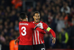 Editorial use only. No merchandising. For Football images FA and Premier League restrictions apply inc. no internet/mobile usage without FAPL license - for details contact Football Dataco
Mandatory Credit: Photo by Sean Ryan/Ips/REX (6954475ac)
Maya Yoshida of Southampton and Virgil van Dijk of Southampton react to the final whistle and win 2-1.
Southampton v Inter Milan, UEFA Europa League Group K.
Football - UEFA Europa League Group K 2016/17, Southampton v Inter Milan, St. Mary's Stadium, Southampton, United Kingdom