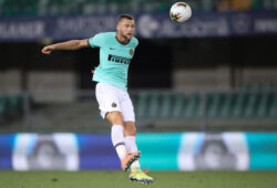 July 9, 2020, Verona, United Kingdom: Inter's Slovakian defender Milan Skriniar heads the ball during the Serie A match at Stadio Marcantonio Bentegodi, Verona. Picture date: 9th July 2020. Picture credit should read: Jonathan Moscrop/Sportimage.