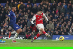 21.01.2020. Chelsea vs Arsenal. FA Premier League. Hector Bellerin celebrates his goal. 

Material must be credited "The Sun/News Licensing" unless otherwise agreed. 100% surcharge if not credited. Online rights need to be cleared separately. Strictly one time use only subject to agreement with News Licensing.
21 Jan 2020
Pictured: 21.01.2020. Chelsea vs Arsenal. FA Premier League. Gabriel Martinelli scores the equaliser. 

Material must be credited "The Sun/News Licensing" unless otherwise agreed. 100% surcharge if not credited. Online rights need to be cleared separately. Strictly one time use only subject to agreement with News Licensing.
Photo credit: News Licensing / MEGA

TheMegaAgency.com
+1 888 505 6342