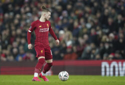 Liverpool's Harvey Elliott runs with the ball during the English FA Cup Fourth Round replay soccer match between Liverpool and Shrewsbury Town at Anfield Stadium, Liverpool, England, Tuesday, Feb. 4, 2020. (AP Photo/Jon Super)  HAS121
