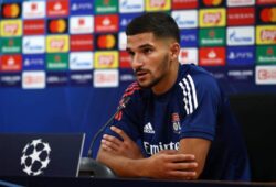 FOOTBALL : Manchester City vs Lyon - 1/4 - Phase finale - UEFA Ligue des Champions - Final 8 - Lisbonne - 14/08/2020 LISBON, PORTUGAL - AUGUST 14: In this UEFA handout picture, Houssem Aouar of Olympique Lyon speaks to the media during the Olympique Lyonnais press conference, PK, Pressekonferenz ahead of the UEFA Champions League Quarter Final match between Manchester City and Olympique Lyonnais at Estadio Jose Alvalade on August 14, 2020 in Lisbon, Portugal. Lisbonne Portugal *** FOOTBALL Manchester City vs Lyon 1 4 Phase final UEFA Champions League Final 8 Lisbonne 14 08 2020 LISBON, PORTUGAL AUGUST 14 In this UEFA handout picture, Houssem Aouar of Olympique Lyon speaks to the media during the Olympique Lyonnais press conference ahead of the UEFA Champions League Quarter Final match between Manchester City and Olympique Lyonnais at Estadio Jose Alvalade on August 14, 2020 in Lisbon, Portugal Lisbonne Portugal Poolfoto Panoramic / POOL / UEFA ,EDITORIAL USE ONLY