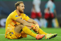 epa08602055 Goalkeeper Jan Oblak of Atletico after Leipzig scored their second goal during the UEFA Champions League quarter final match between RB Leipzig and Atletico Madrid in Lisbon, Portugal, 13 August 2020.  EPA-EFE/Miguel A. Lopes / POOL