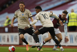 July 9, 2020, Birmingham, United Kingdom: Jack Grealish of Aston Villa and Marcus Rashford of Manchester United during the Premier League match at Villa Park, Birmingham. Picture date: 9th July 2020. Picture credit should read: Darren Staples/Sportimage.