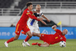 Editorial use only
Mandatory Credit: Photo by Huw Evans/Shutterstock (10765129v)
Jonny Williams of Wales is tackled by Teemu Pukki of Finland as Ethan Ampadu (left) supports.
Finland v Wales - UEFA Nations League - 03 Sep 2020