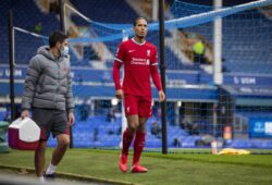Mandatory Credit: Photo by CHINE NOUVELLE/SIPA/Shutterstock (10963827r)
Liverpool's Virgil van Dijk (R) limps off injured during the Premier League match between Everton FC and Liverpool FC at Goodison Park in Liverpool, Britain, on Oct. 17, 2020. The game ended in a 2-2 draw.
Britain Liverpool Football Premier League Everton Fc vs Liverpool Fc - 17 Oct 2020