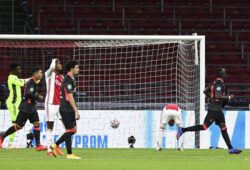 Editorial use only
Mandatory Credit: Photo by Olaf Kraak/BPI/Shutterstock (10968406u)
Nicolas Tagliafico own goal
Ajax v Liverpool, UEFA Champions League Group D, Football, Johan Cruijff Arena, Amsterdam, The Netherlands - 21 Oct 2020