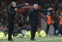 Tottenham Hotspur s Manager Jose Mourinho R and Manchester United, ManU s Manager Ole Gunnar Solskjaer both react during the Premier League match at Old Trafford, Manchester. Picture date: 4th December 2019. Picture credit should read: Darren Staples/Sportimage PUBLICATIONxNOTxINxUK SPI-0349-0040