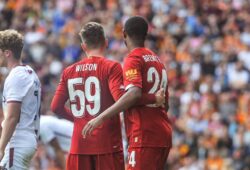 Liverpool s midfielder Harry Wilson (59) and Liverpool s forward Rhian Brewster (24) during the pre season friendly match between Bradford City v Liverpool designed to raise funds for the Darby Rimmer MND Foundation at the Northern Commercial Stadium, Bradford, England on 14 July 2019. PUBLICATIONxNOTxINxUK Copyright: xStephenxBuckleyx PMI-2902-0056