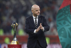 The Fifa s President Gianni Infantino during the World Club Cup Final between Liverpool of England and Flamengo from Brazil. The game was played at the Khalifa International Stadium in Doha, Qatar on 21 Dec 2019. Liverpool v Flamengo, Football, FIFA Club World Cup Final, Doha, Qatar PUBLICATIONxNOTxINxBRA