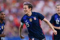 Mandatory Credit: Photo by Daniela Porcelli/SPP/Shutterstock (10580734a)
Megan Rapinoe of the USA celebrates her goal
USA Women v Japan Women, SheBelieves Cup, Toyota Stadium, Frisco, Texas, USA - 11 Mar 2020