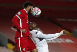 October 27, 2020, Liverpool, United Kingdom: Sory Kaba of FC Midtjylland challenges Joe Gomez of Liverpool during the UEFA Champions League match at Anfield, Liverpool. Picture date: 27th October 2020. Picture credit should read: Darren Staples/Sportimage.