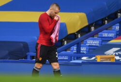FILE PHOTO: Soccer Football - Premier League - Everton v Manchester United - Goodison Park, Liverpool, Britain - November 7, 2020 Manchester United's Luke Shaw walks off the pitch after being substituted Pool via REUTERS/Paul Ellis EDITORIAL USE ONLY. No use with unauthorized audio, video, data, fixture lists, club/league logos or 'live' services. Online in-match use limited to 75 images, no video emulation. No use in betting, games or single club /league/player publications.  Please contact your account representative for further details./File Photo  X01348