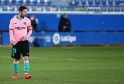 Lionel Messi of FC Barcelona  during the La Liga match between Deportivo Alaves v FC Barcelona played at Mendizorroza  Stadium on October 31, 2020 in Vitoria, Spain.(Photo by Ion Alcoba/PRESSINPHOTO)