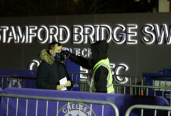 December 5, 2020, London, United Kingdom: Returning Chelsea fans have their temperature checked before entering the ground during the Premier League match at Stamford Bridge, London. Picture date: 5th December 2020. Picture credit should read: David Klein/Sportimage.